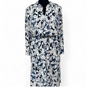 Unbranded Black And White Paisley Print Long Sleeves Women's Dress XL NWOT